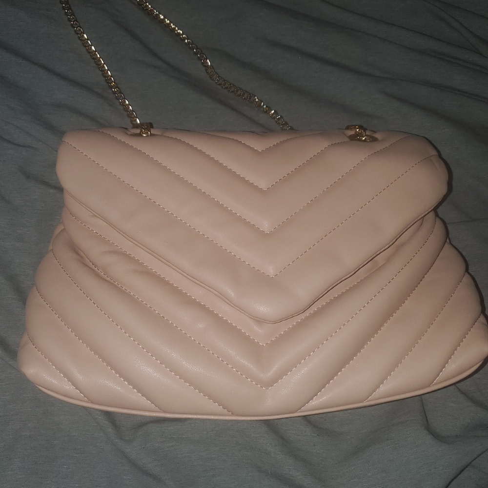 Light pink quilted crossbody bag